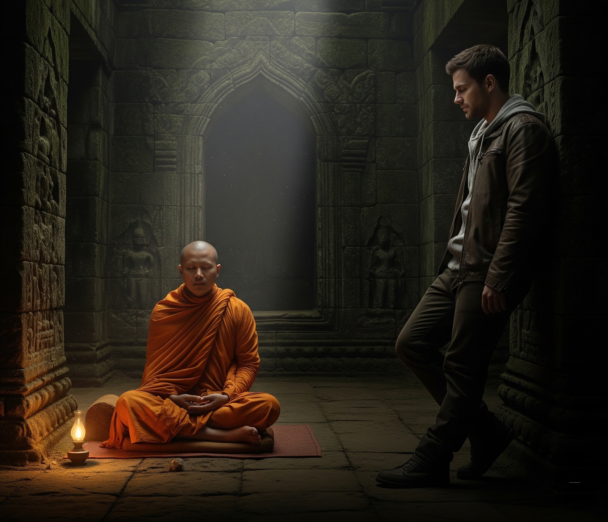 Un moine bouddhiste et son conscient